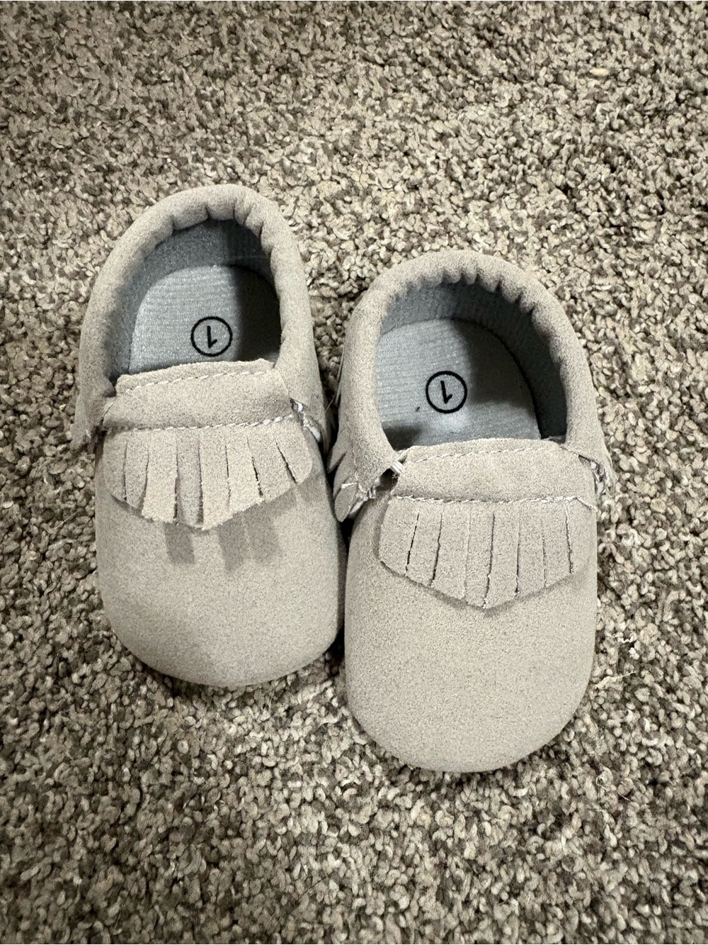 Gray Fringe Moccasin Baby Shoes